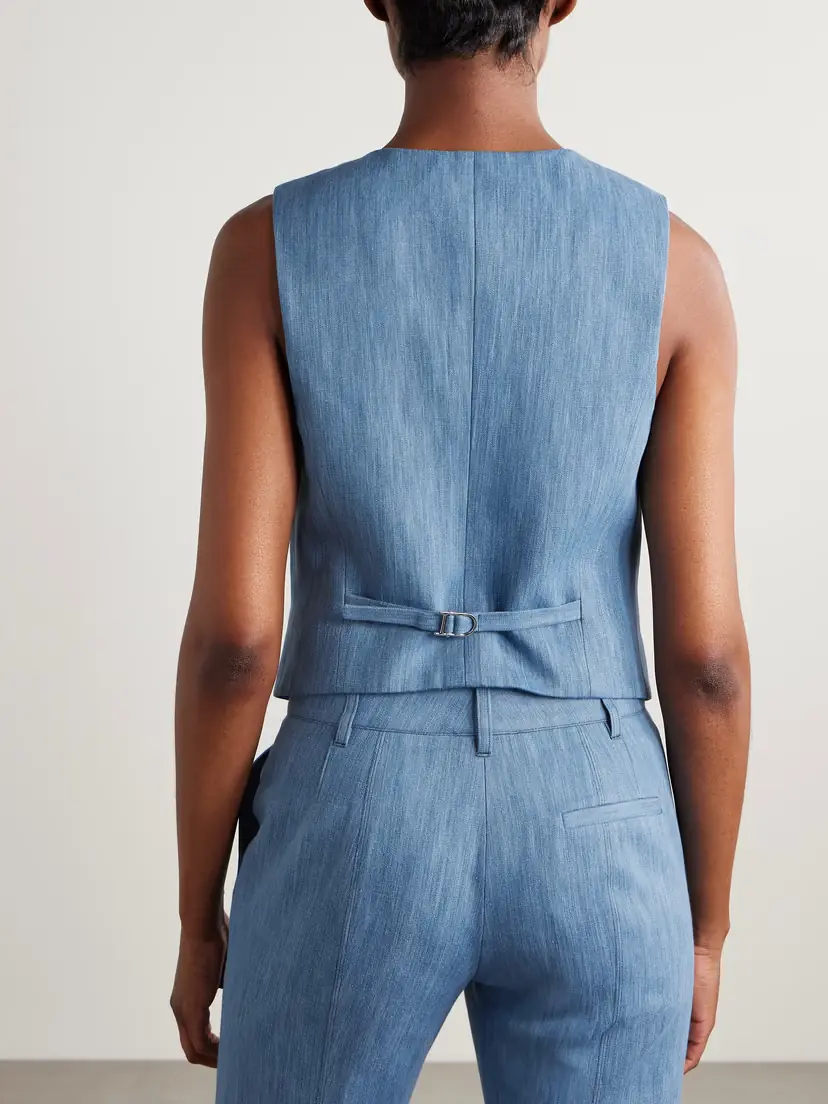 Gabriela Hearst Coleridge Cotton And Linen-blend Chambray Vest | Thumbnail 4