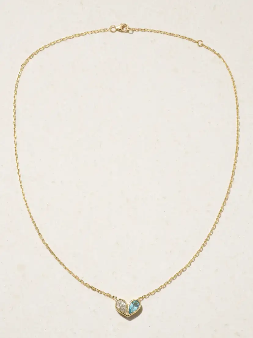 Gemella Sweetheart 18-karat Gold, Diamond And Aquamarine Necklace | Thumbnail 4 Gemella Sweetheart 18-karat Gold, Diamond And Aquamarine Necklace | Thumbnail 4