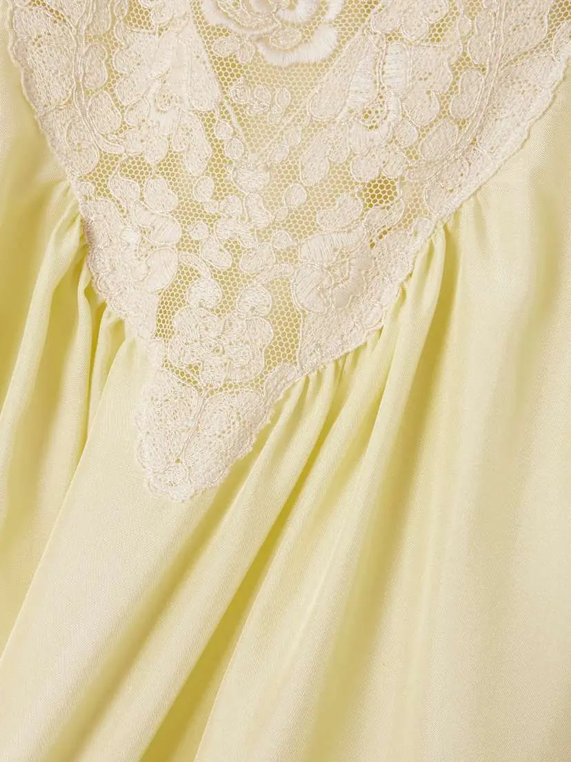 Chloé Gathered Lace-trimmed Silk-habotai Midi Dress | Thumbnail 5