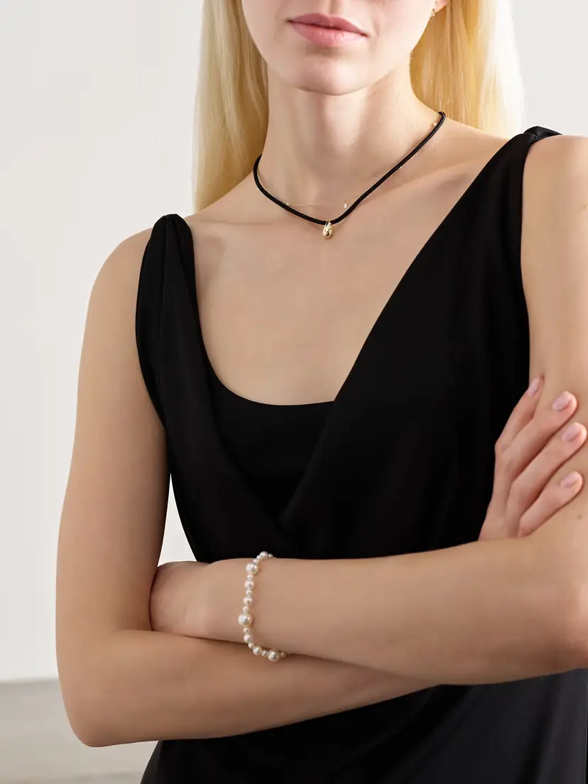 Mizuki 14-karat Gold, Cord And Diamond Necklace - Black | Thumbnail 5 Mizuki 14-karat Gold, Cord And Diamond Necklace - Black | Thumbnail 5