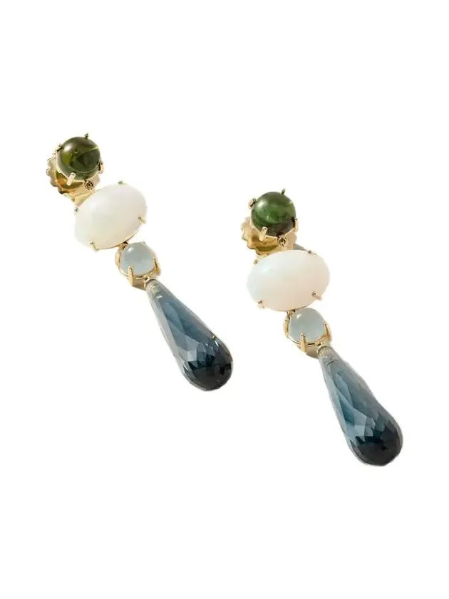 Lotus 18-karat Gold Multi-stone Earrings Lotus 18-karat Gold Multi-stone Earrings