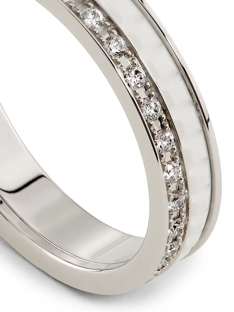 Boucheron Women's Quatre White Edition 18K White Gold, 0.26 TCW Diamond & HyCeram Wedding Band - White Gold | Thumbnail 4