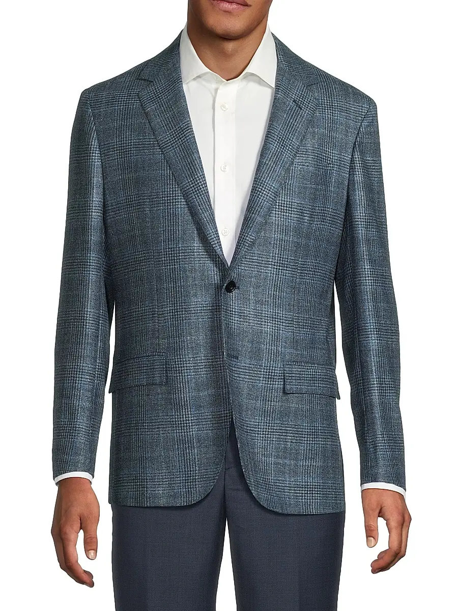 Sartorio Napoli Men's Plaid Wool-Silk Jacket | Thumbnail 3 Sartorio Napoli Men's Plaid Wool-Silk Jacket | Thumbnail 3