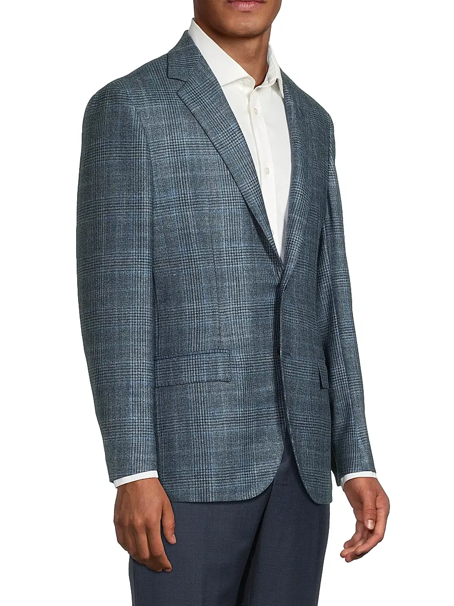 Sartorio Napoli Men's Plaid Wool-Silk Jacket | Thumbnail 4 Sartorio Napoli Men's Plaid Wool-Silk Jacket | Thumbnail 4