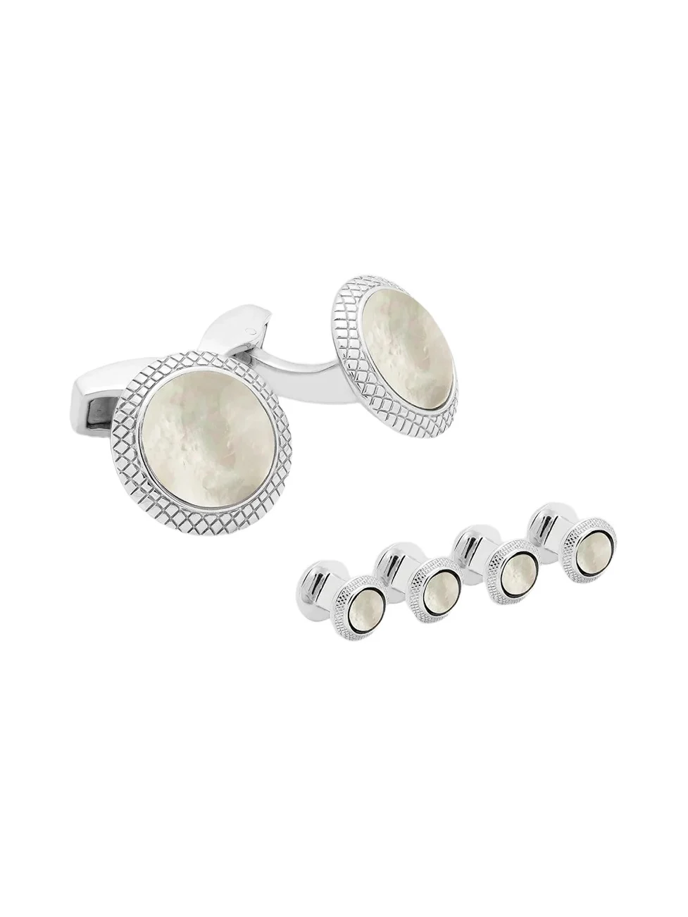Men's Quartz 6-Piece Stud & Cufflink Set - White Quartz Men's Quartz 6-Piece Stud & Cufflink Set - White Quartz