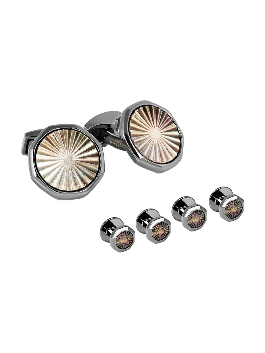 Men's Sunburst 6-Piece Stud & Cufflink Set - Black Gunmetal