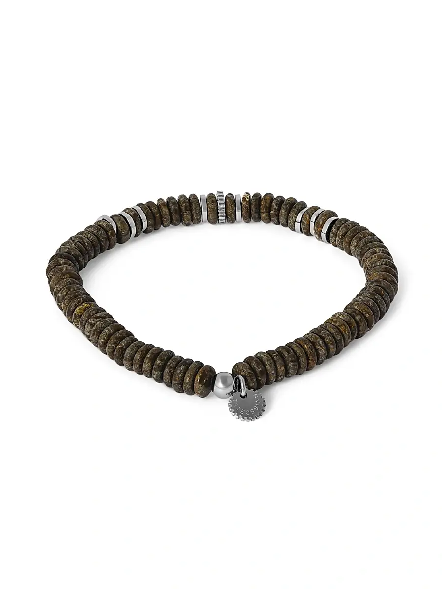 Tateossian Men's Polished Lapis Disc Bracelet - Brown Obsidian | Thumbnail 2 Tateossian Men's Polished Lapis Disc Bracelet - Brown Obsidian | Thumbnail 2
