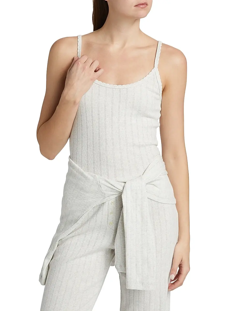 Leset Women's Pointelle Classic Tank Top - Cloud Melange | Thumbnail 3 Leset Women's Pointelle Classic Tank Top - Cloud Melange | Thumbnail 3