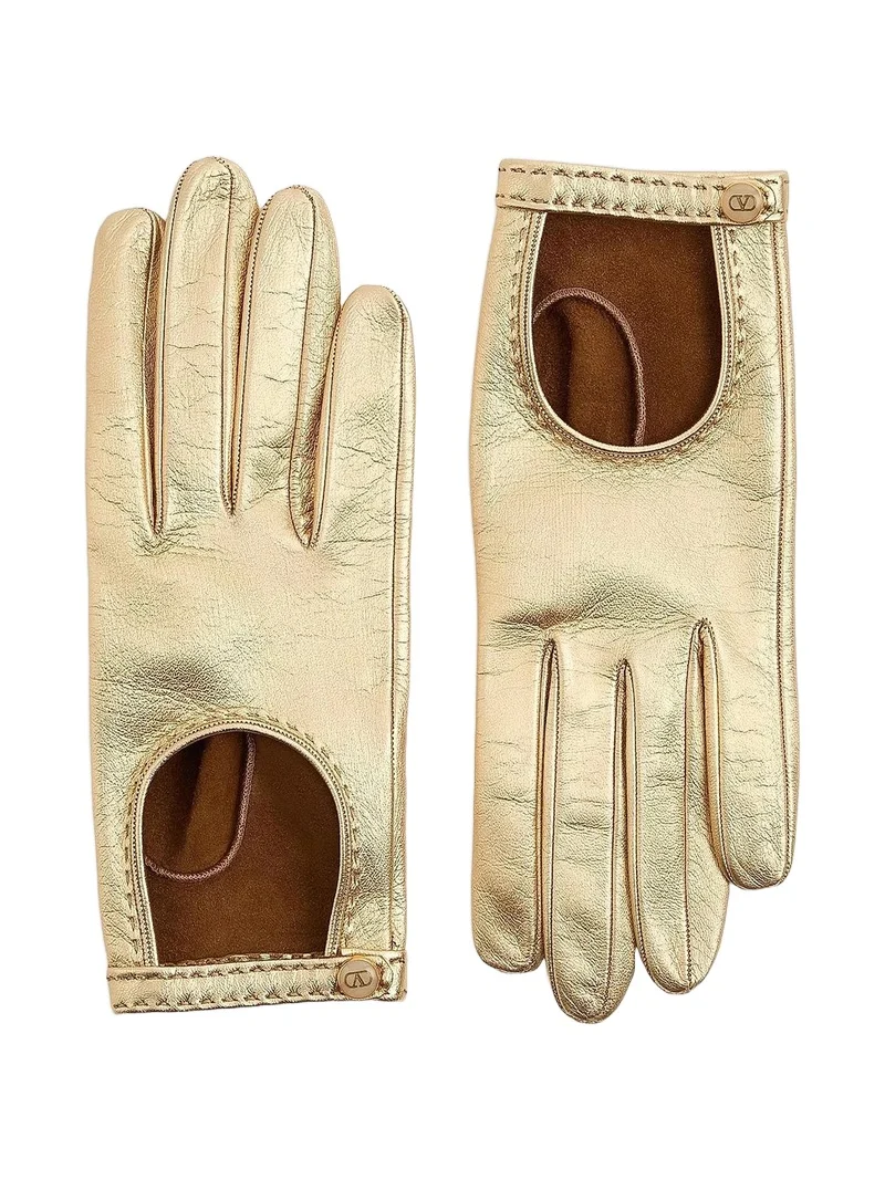 Valentino Women's Vlogo Signature Laminated Nappa Gloves