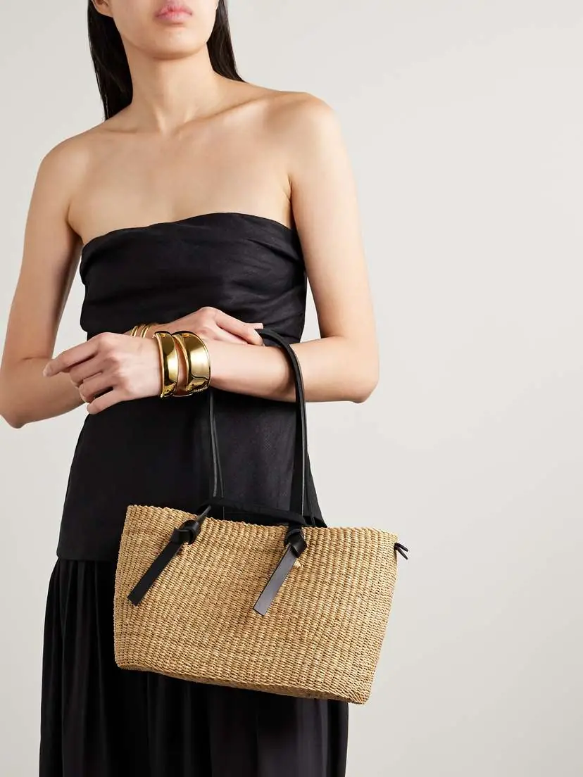 MUUÑ Zorro Leather-trimmed Woven Straw Tote | Thumbnail 2