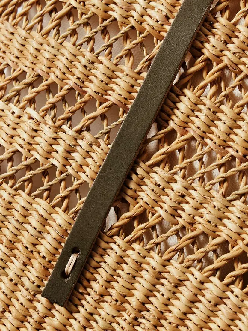 MUUÑ Bicro M Leather-trimmed Woven Straw Tote | Thumbnail 4