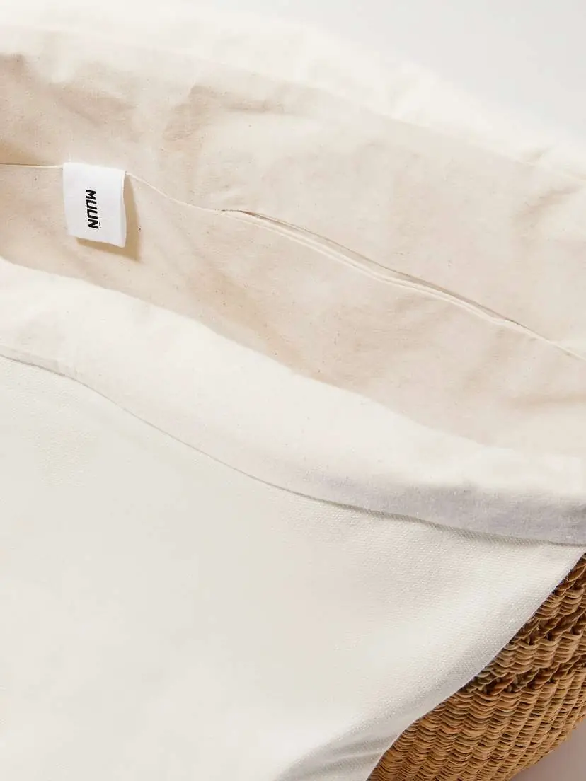 MUUÑ Bicro M Leather-trimmed Woven Straw Tote | Thumbnail 5
