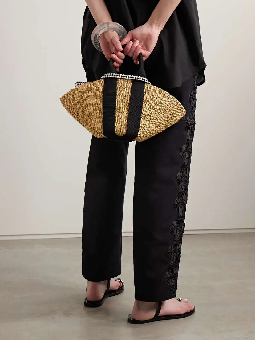 MUUÑ Sophie Mini Webbing-trimmed Woven Straw Tote | Thumbnail 2 MUUÑ Sophie Mini Webbing-trimmed Woven Straw Tote | Thumbnail 2