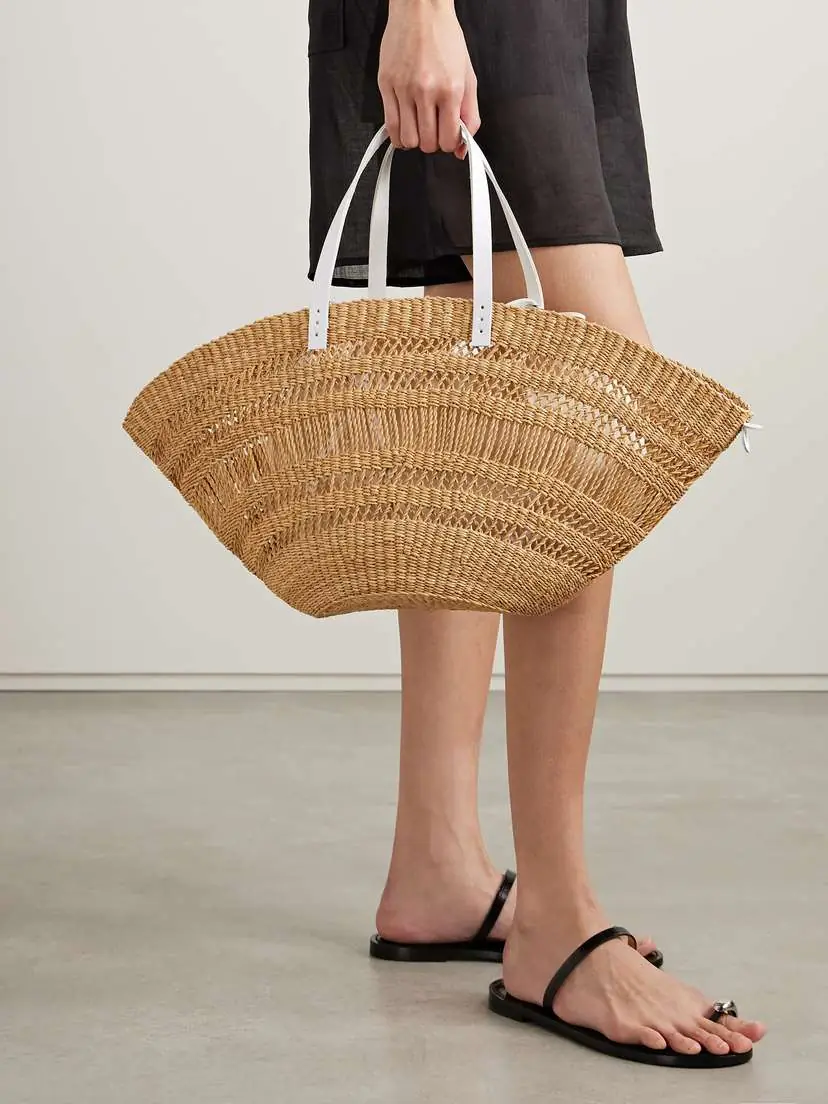 MUUÑ Colette Leather-trimmed Straw Tote | Thumbnail 2 MUUÑ Colette Leather-trimmed Straw Tote | Thumbnail 2