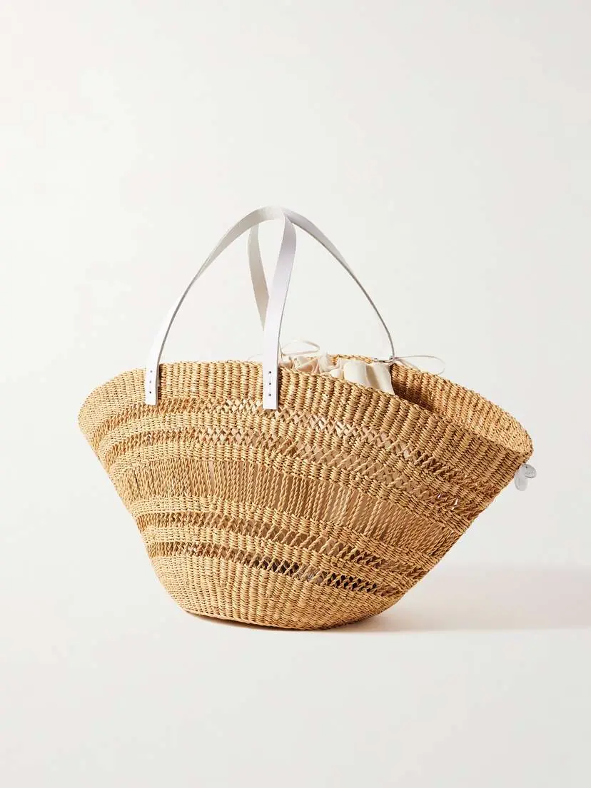 MUUÑ Colette Leather-trimmed Straw Tote | Thumbnail 3 MUUÑ Colette Leather-trimmed Straw Tote | Thumbnail 3