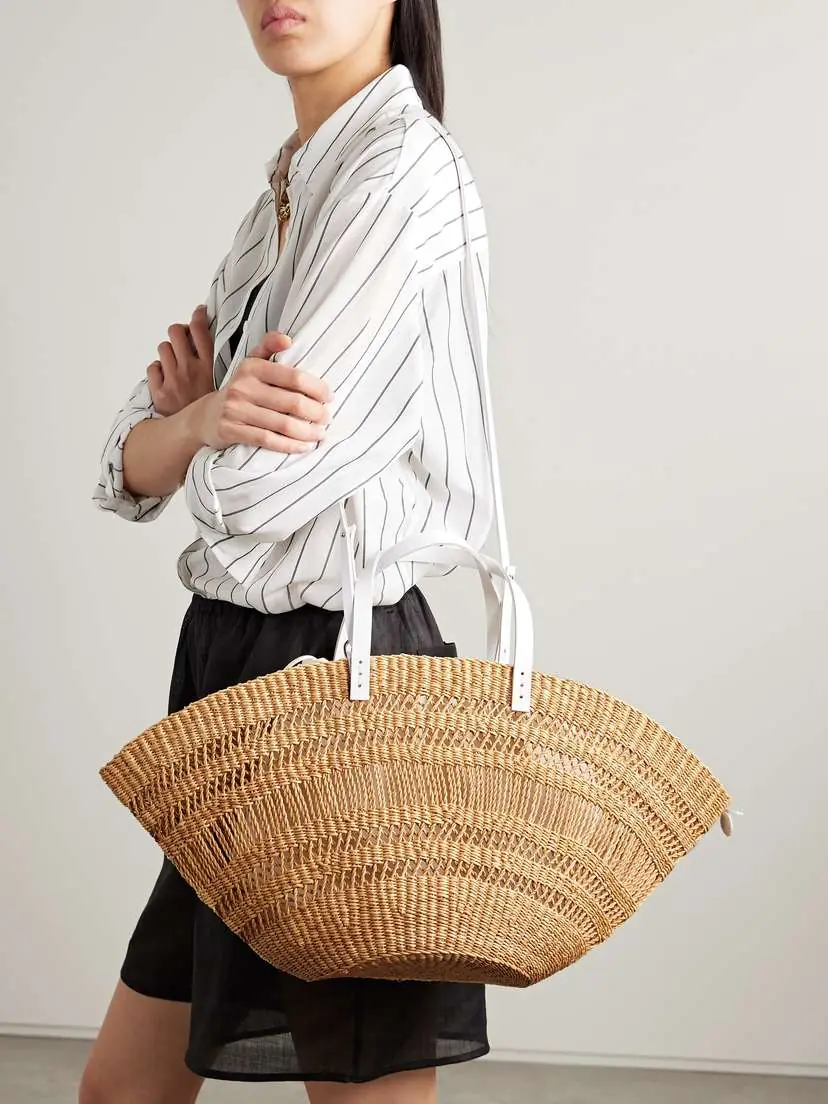 MUUÑ Colette Leather-trimmed Straw Tote | Thumbnail 6 MUUÑ Colette Leather-trimmed Straw Tote | Thumbnail 6