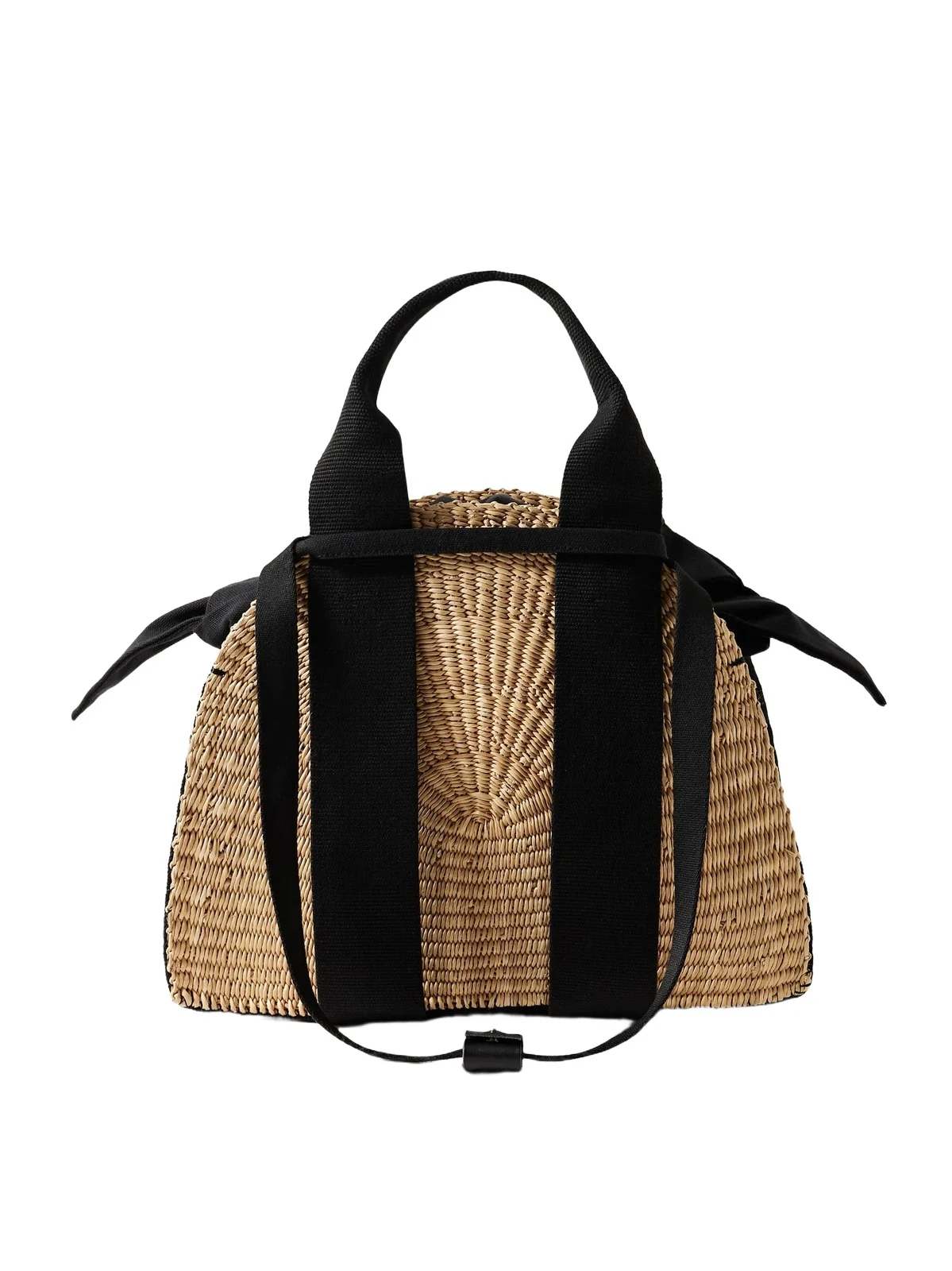 Mina Mini Canvas-trimmed Woven Straw Tote Mina Mini Canvas-trimmed Woven Straw Tote