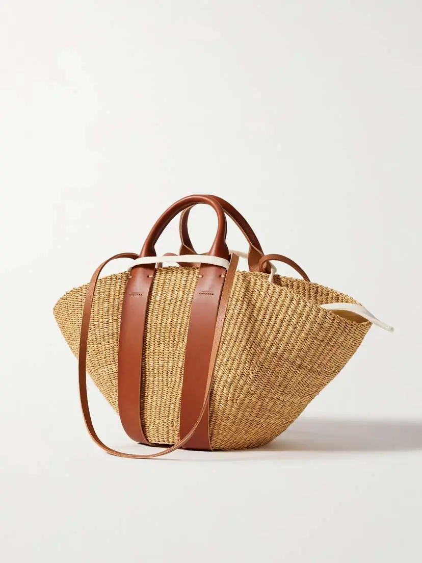 MUUÑ Sophie Leather-trimmed Woven Straw Tote | Thumbnail 3 MUUÑ Sophie Leather-trimmed Woven Straw Tote | Thumbnail 3