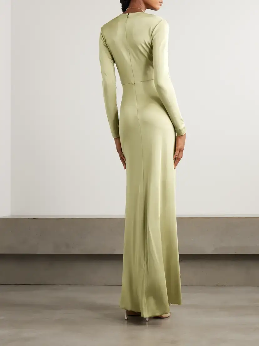 Victoria Beckham Crystal-embellished Gathered Satin-jersey Gown | Thumbnail 3 Victoria Beckham Crystal-embellished Gathered Satin-jersey Gown | Thumbnail 3