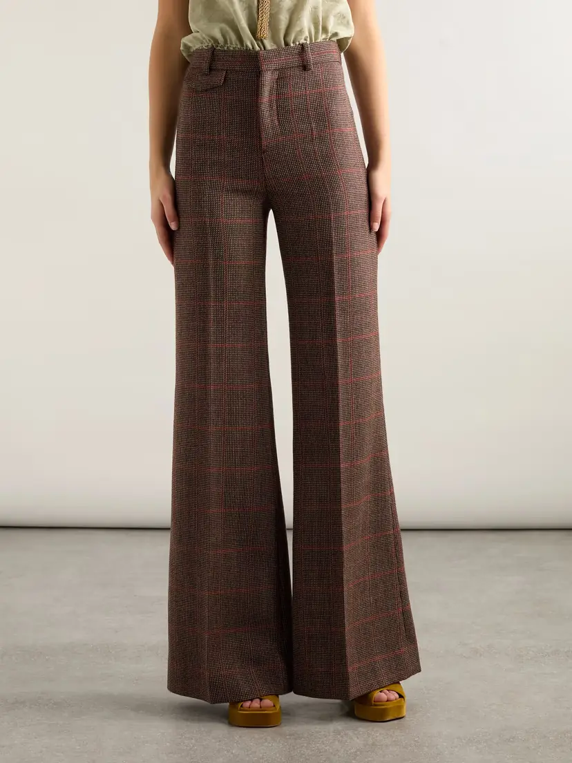 Chloé Checked Wool Flared Pants | Thumbnail 3