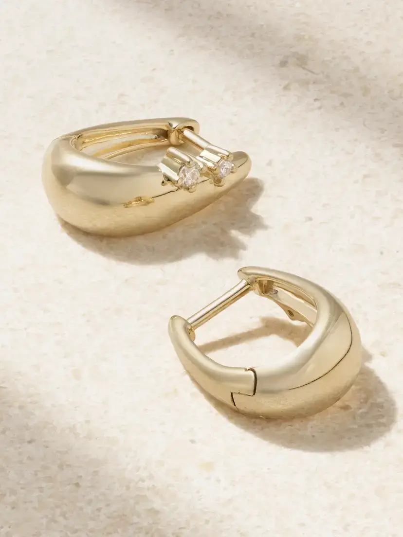 Mizuki 14-karat Gold Diamond Hoop Earrings | Thumbnail 3