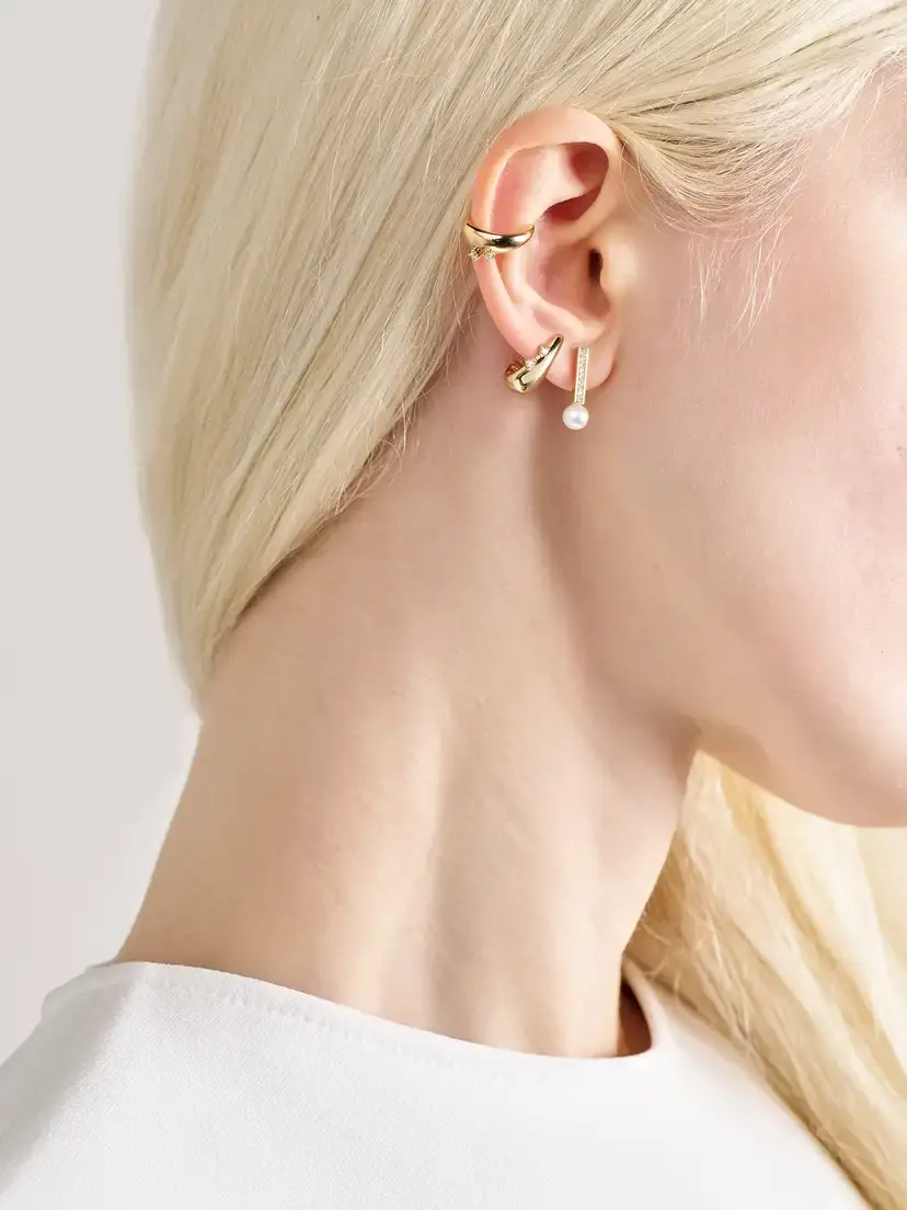 Mizuki 14-karat Gold Diamond Hoop Earrings | Thumbnail 4