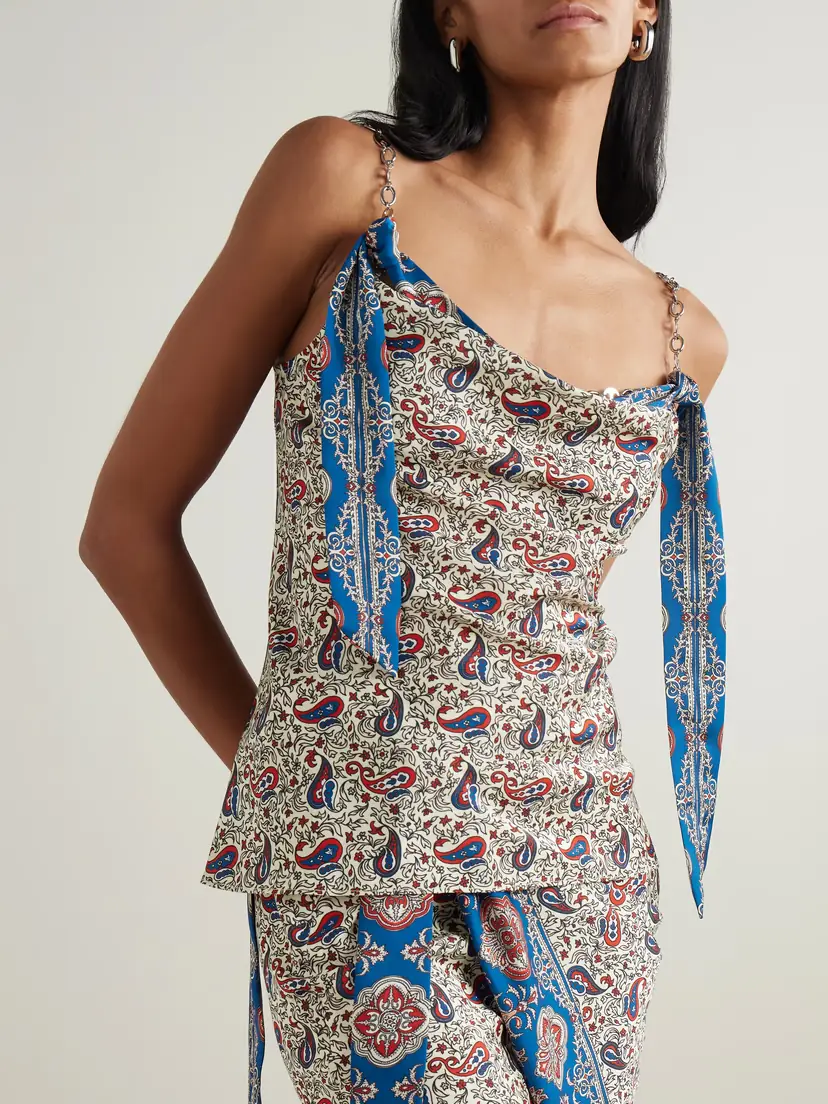 Rabanne Chain-detailed Paisley-print Crepe Top | Thumbnail 3 Rabanne Chain-detailed Paisley-print Crepe Top | Thumbnail 3
