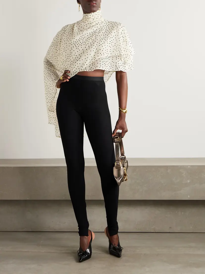 Magda Butrym Asymmetric Draped Polka-dot Silk-blend Chiffon Blouse | Thumbnail 2 Magda Butrym Asymmetric Draped Polka-dot Silk-blend Chiffon Blouse | Thumbnail 2