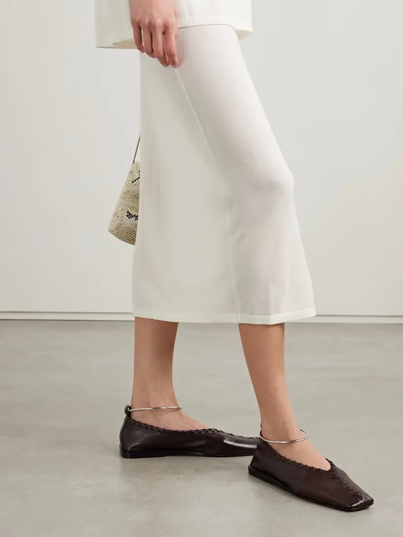 Jil Sander Ring Whipstitch-trimmed Leather Ballet Flats | Thumbnail 2 Jil Sander Ring Whipstitch-trimmed Leather Ballet Flats | Thumbnail 2