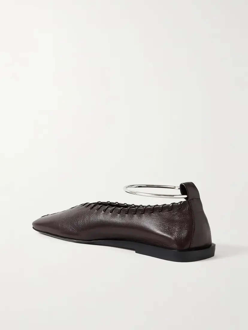 Jil Sander Ring Whipstitch-trimmed Leather Ballet Flats | Thumbnail 3 Jil Sander Ring Whipstitch-trimmed Leather Ballet Flats | Thumbnail 3