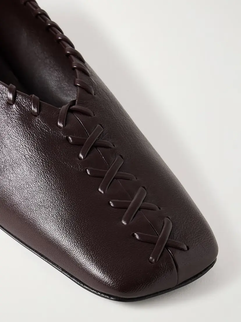 Jil Sander Ring Whipstitch-trimmed Leather Ballet Flats | Thumbnail 4 Jil Sander Ring Whipstitch-trimmed Leather Ballet Flats | Thumbnail 4