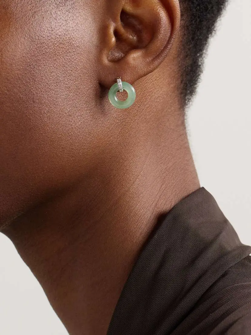 Mateo Donut 14-karat Yellow And White Gold, Jade And Diamond Earrings | Thumbnail 2 Mateo Donut 14-karat Yellow And White Gold, Jade And Diamond Earrings | Thumbnail 2