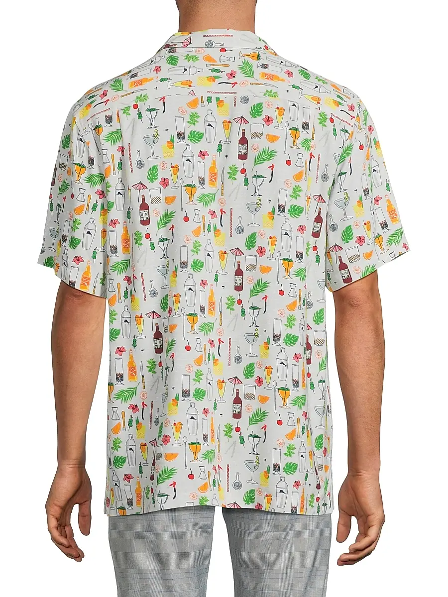 Tommy Bahama Men's Veracruz Cay Lemon Lounge Shirt - Foggy Dew | Thumbnail 5