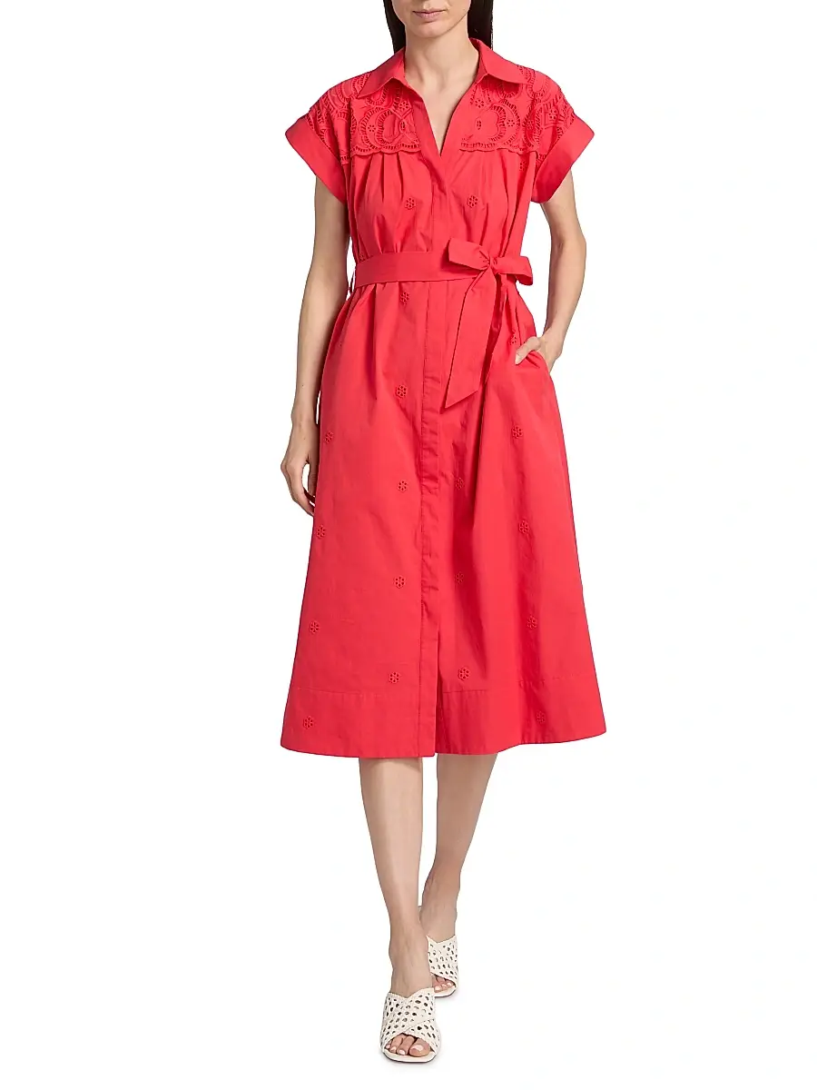 Elie Tahari Women's The Freya Belted Cotton Midi-Shirtdress | Thumbnail 3