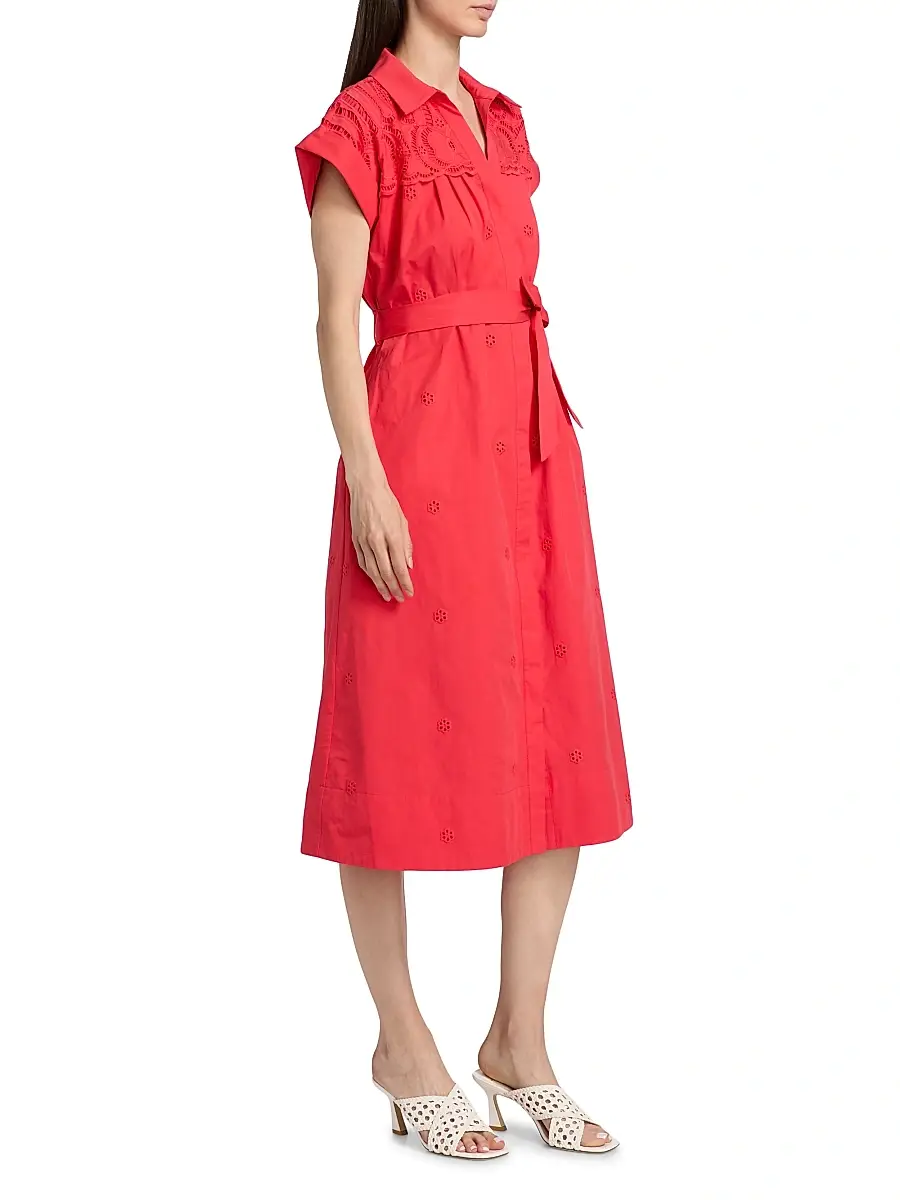 Elie Tahari Women's The Freya Belted Cotton Midi-Shirtdress | Thumbnail 4