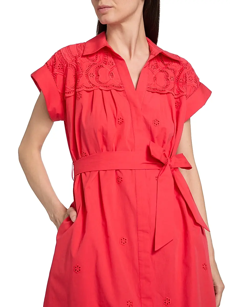 Elie Tahari Women's The Freya Belted Cotton Midi-Shirtdress | Thumbnail 6