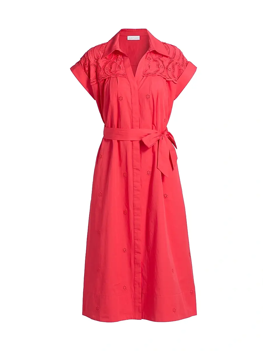 Elie Tahari Women's The Freya Belted Cotton Midi-Shirtdress