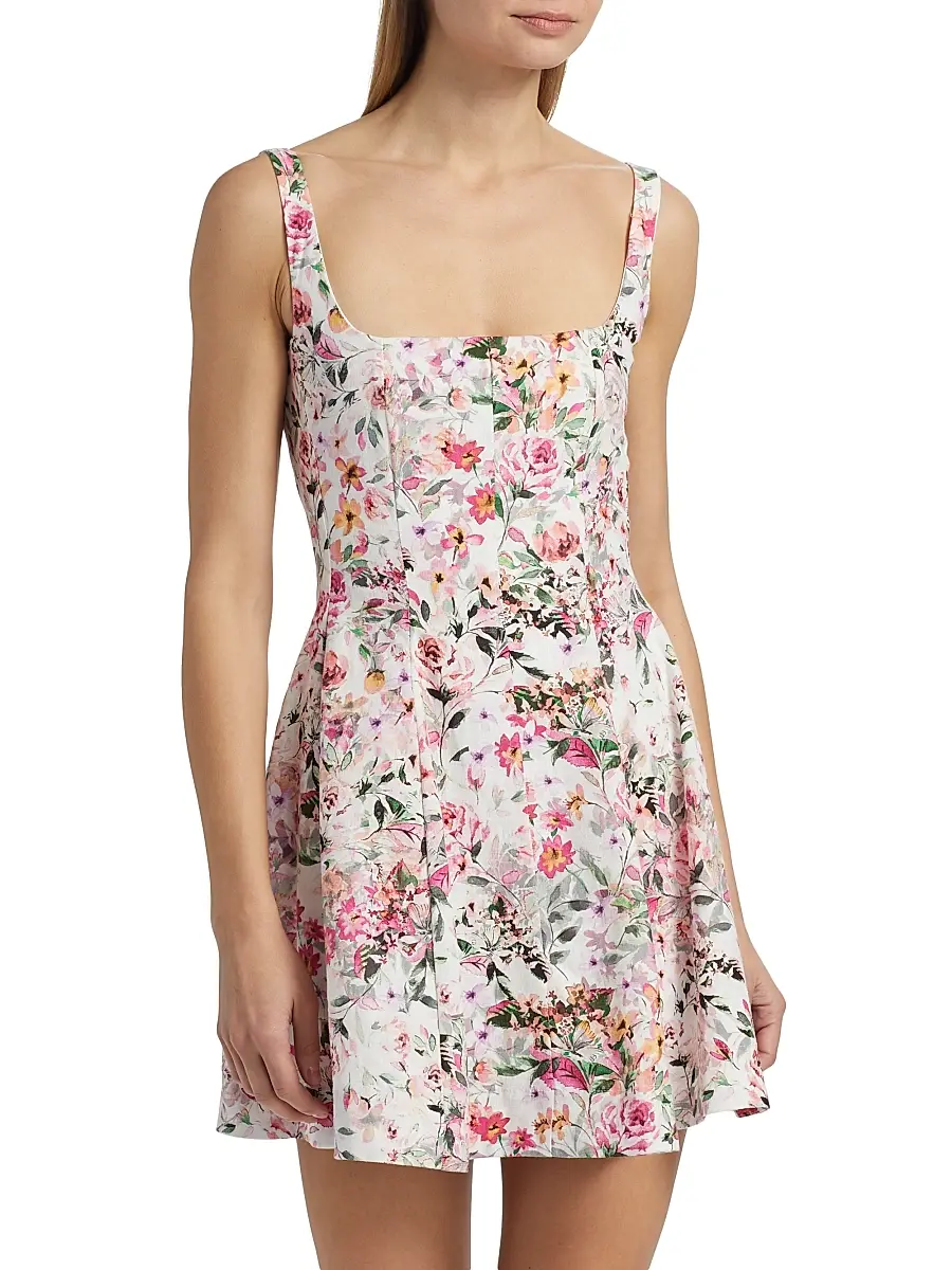 Generation Love Women's Courtney Floral Linen-Blend Fit & Flare Minidress | Thumbnail 3 Generation Love Women's Courtney Floral Linen-Blend Fit & Flare Minidress | Thumbnail 3