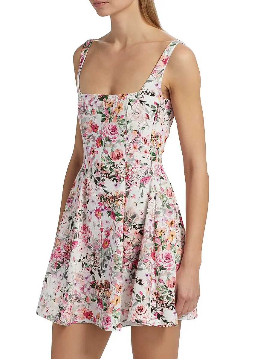 Generation Love Women's Courtney Floral Linen-Blend Fit & Flare Minidress | Thumbnail 4 Generation Love Women's Courtney Floral Linen-Blend Fit & Flare Minidress | Thumbnail 4