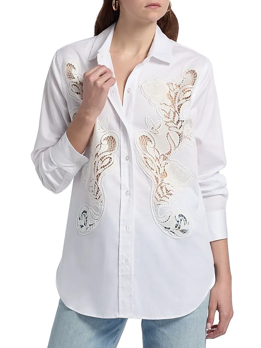 Generation Love Women's Bruno Lace Poplin Button-Up Shirt | Thumbnail 3 Generation Love Women's Bruno Lace Poplin Button-Up Shirt | Thumbnail 3