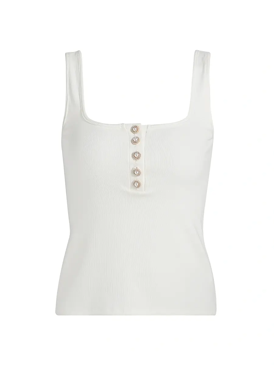 Generation Love Women's Andiamo Ribbed Jersey Tank - White | Image 1 Generation Love Women's Andiamo Ribbed Jersey Tank - White | Image 1