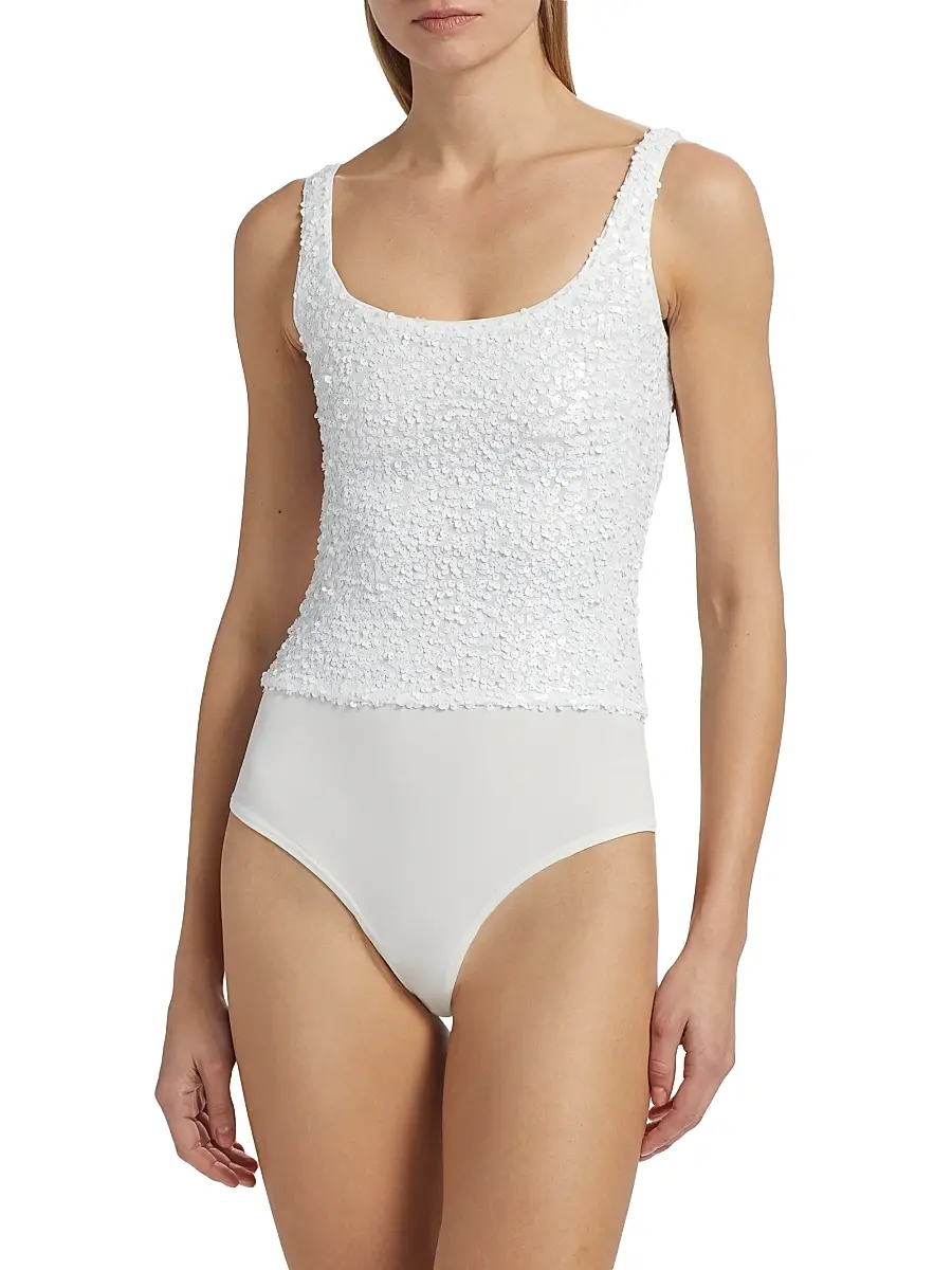 Generation Love Women's Dina Sequin Stretch Scoopneck Bodysuit | Thumbnail 6