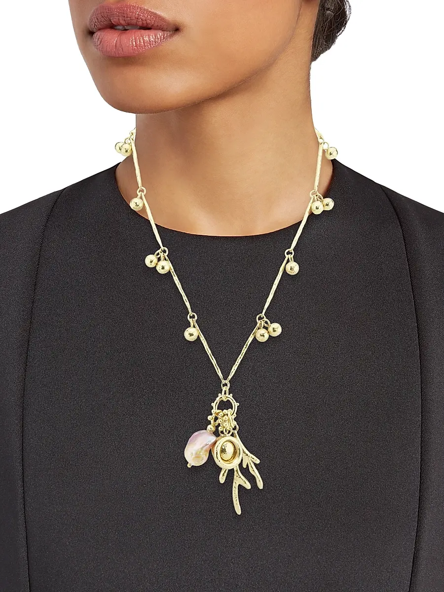 Ulla Johnson Women's Petrina Goldtone & Cultured Freshwater Pearl Charm Necklace - Brass | Thumbnail 2 Ulla Johnson Women's Petrina Goldtone & Cultured Freshwater Pearl Charm Necklace - Brass | Thumbnail 2