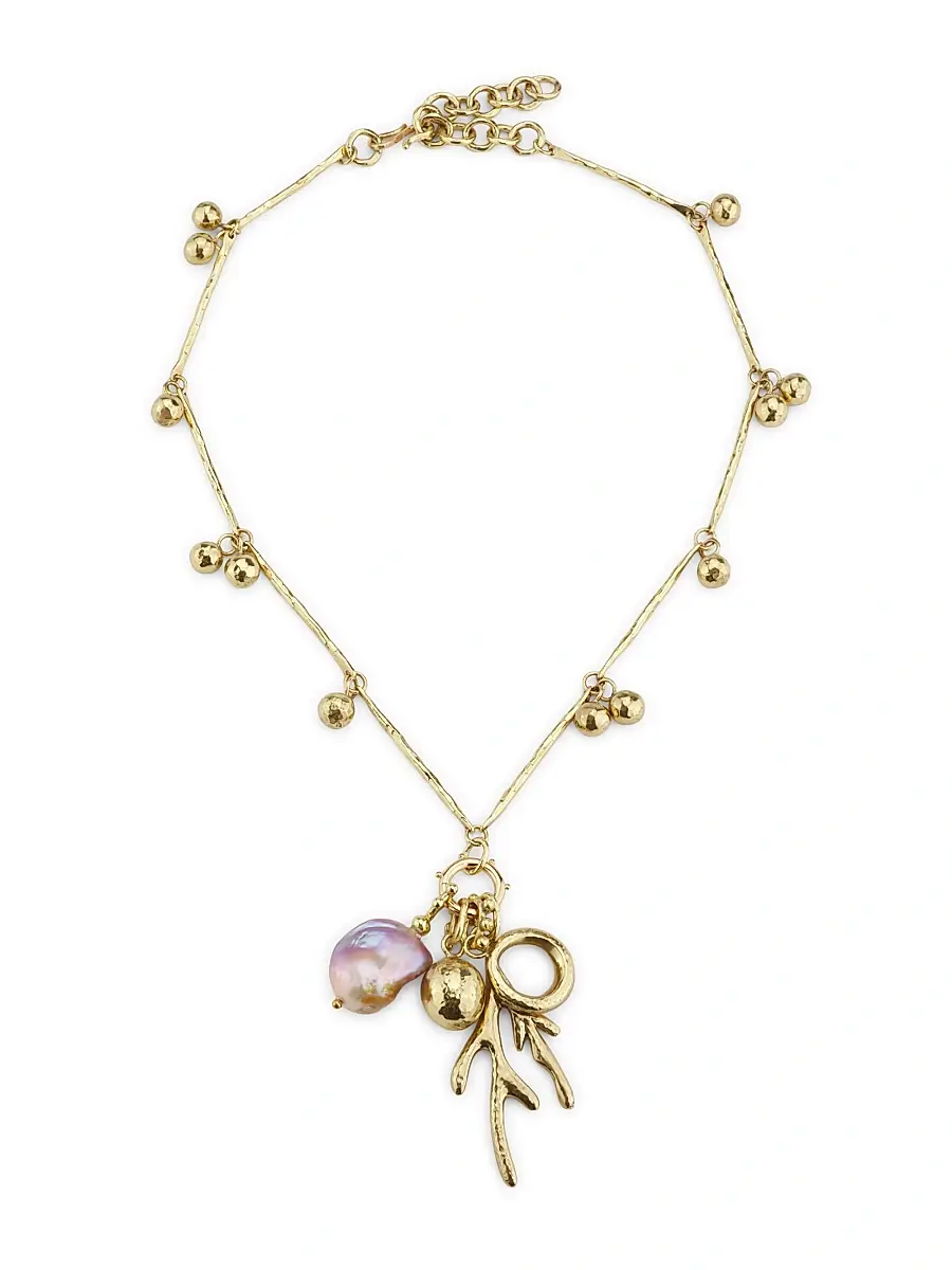 Ulla Johnson Women's Petrina Goldtone & Cultured Freshwater Pearl Charm Necklace - Brass | Thumbnail 4 Ulla Johnson Women's Petrina Goldtone & Cultured Freshwater Pearl Charm Necklace - Brass | Thumbnail 4