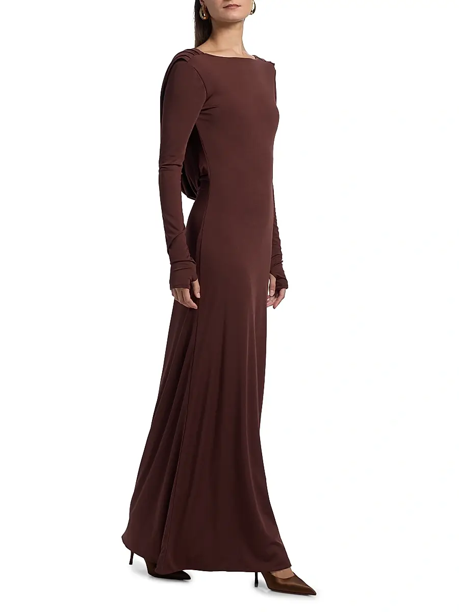 Mariandree Gaitan Women's Naomi Boatneck Maxi Dress | Thumbnail 4 Mariandree Gaitan Women's Naomi Boatneck Maxi Dress | Thumbnail 4