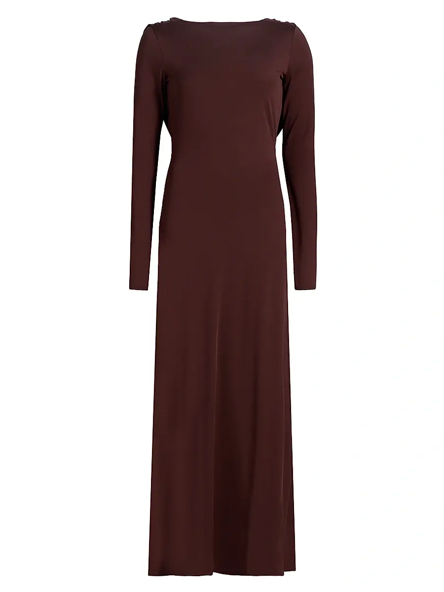 Mariandree Gaitan Women's Naomi Boatneck Maxi Dress - Brown - Size Large | Image 1 Mariandree Gaitan Women's Naomi Boatneck Maxi Dress - Brown - Size Large | Image 1