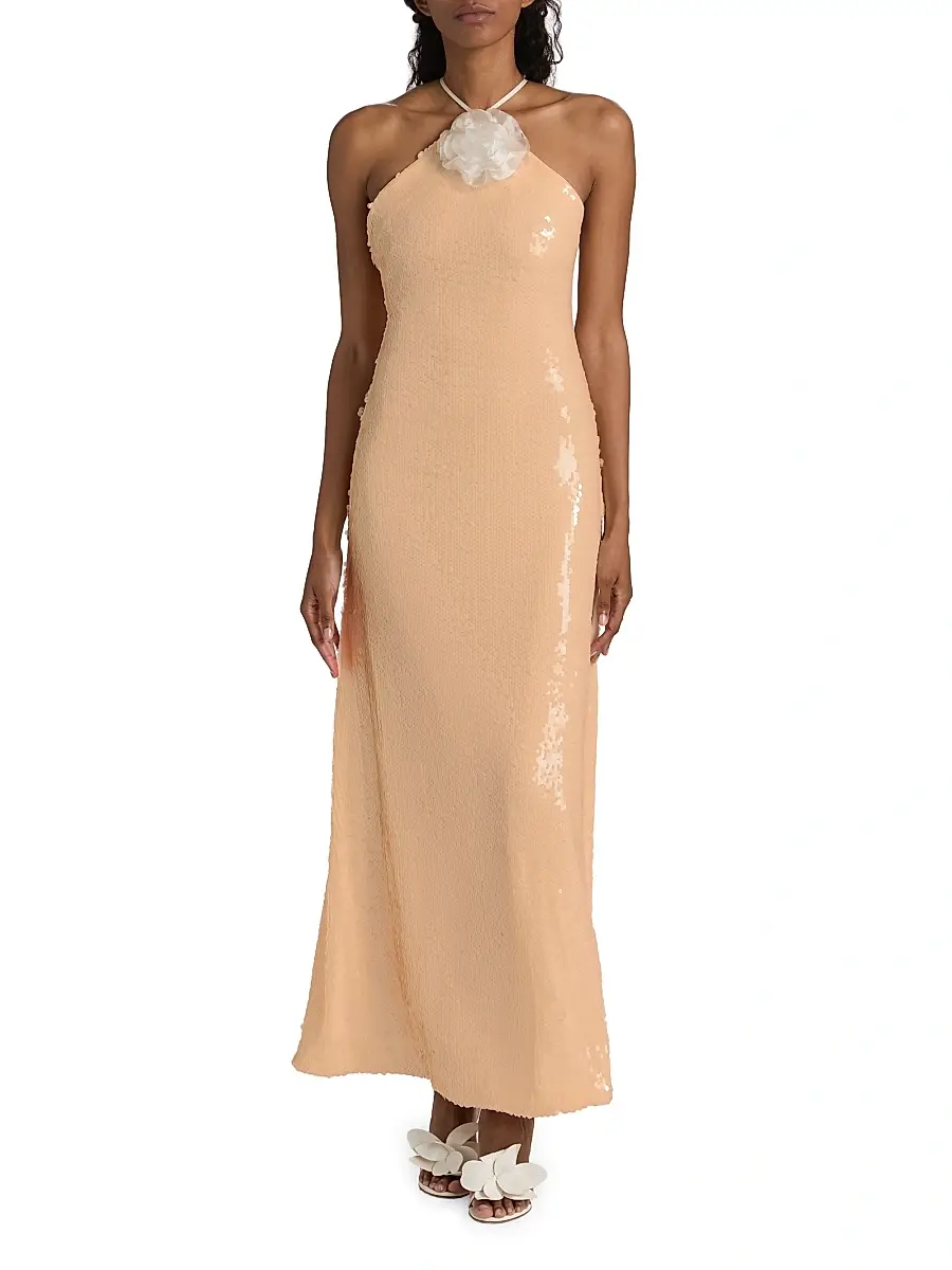 Toccin Women's Monica Sequined Halter Gown | Thumbnail 3