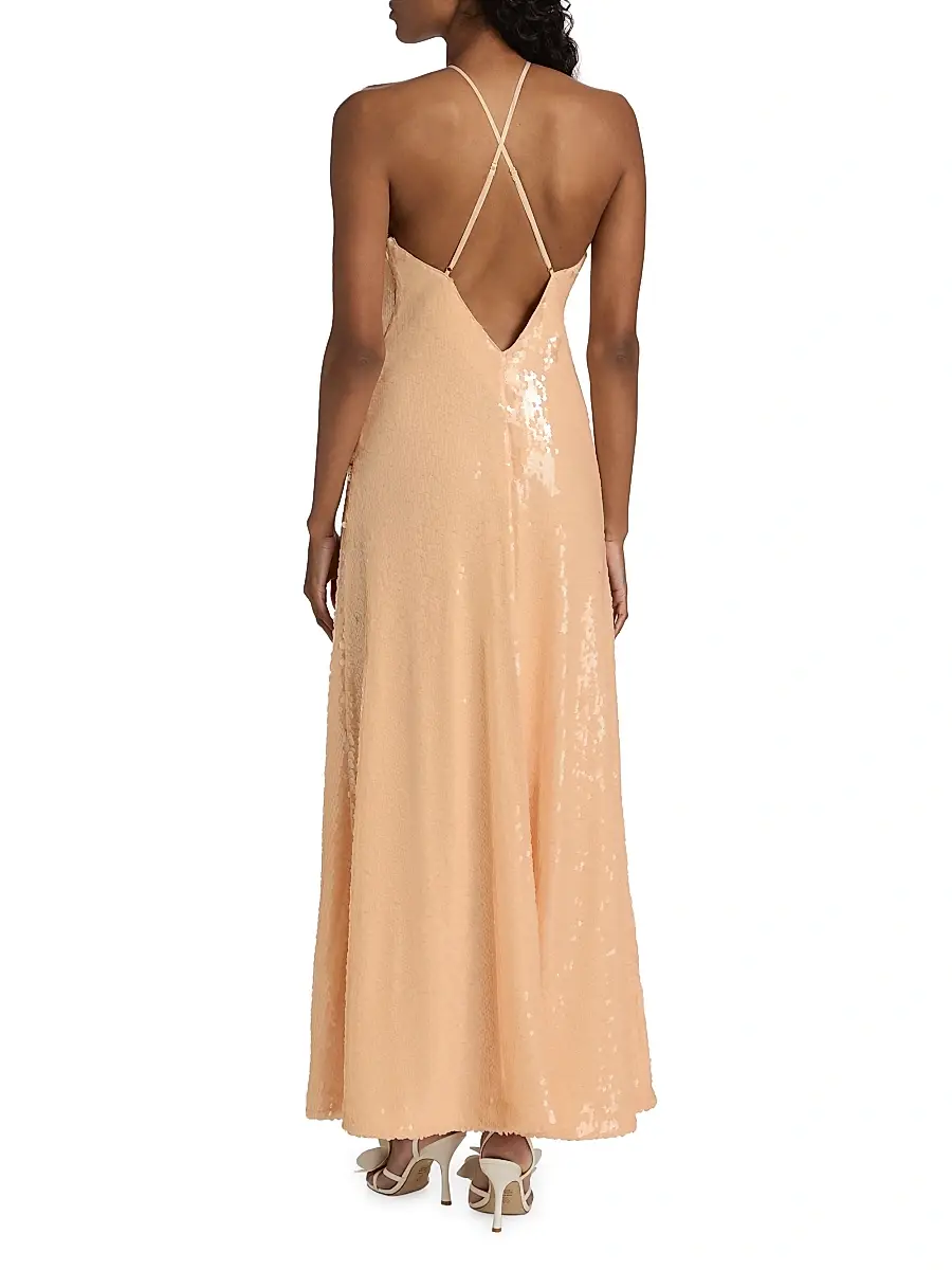 Toccin Women's Monica Sequined Halter Gown | Thumbnail 5