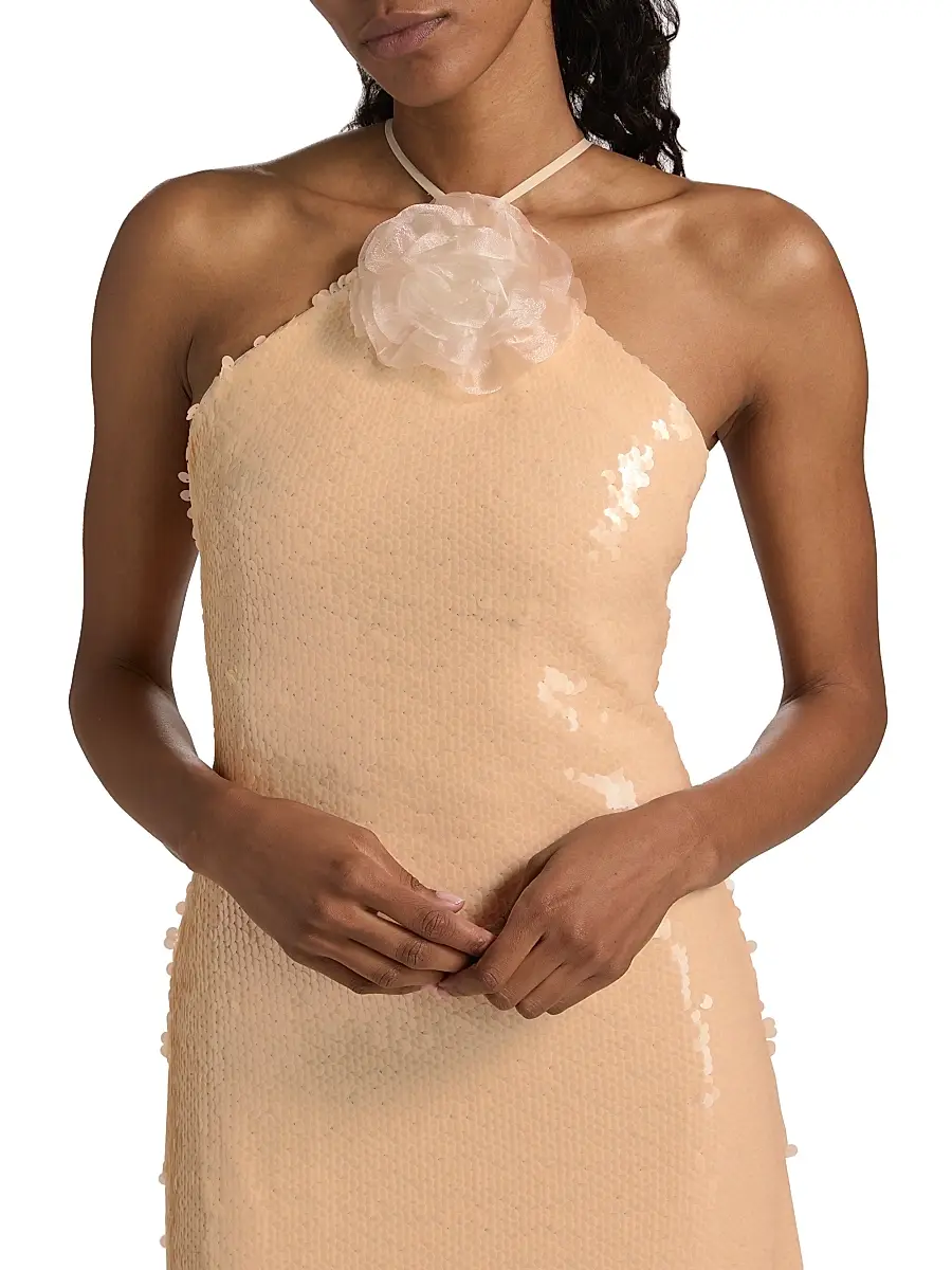 Toccin Women's Monica Sequined Halter Gown | Thumbnail 6
