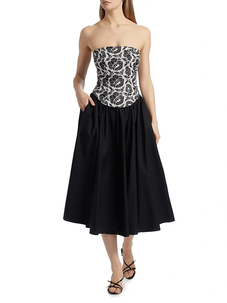 Toccin Women's Melody Floral Cotton Corset Midi-Dress | Thumbnail 3 Toccin Women's Melody Floral Cotton Corset Midi-Dress | Thumbnail 3